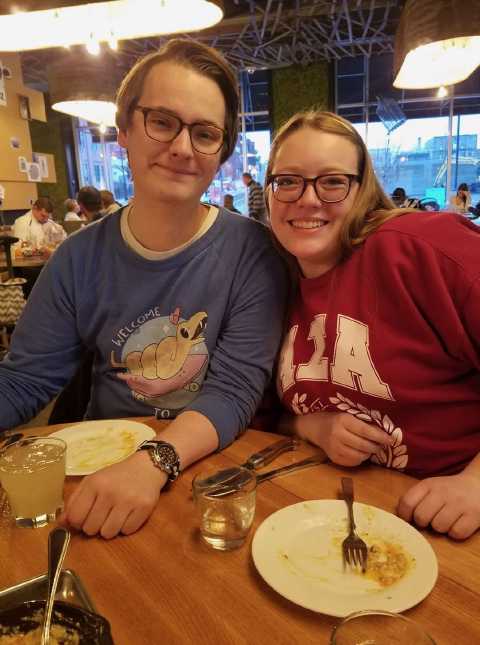 Getting dinner with Kathryn's folks in November 2017