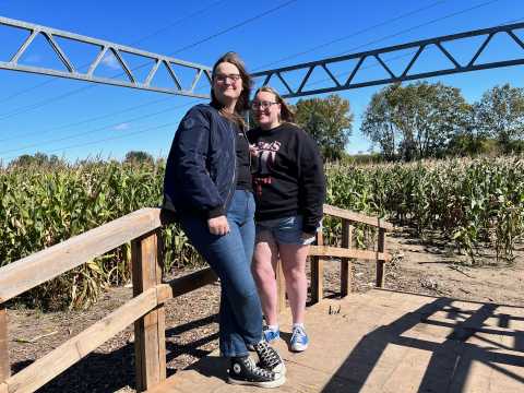 At the center of a corn maze in October 2023