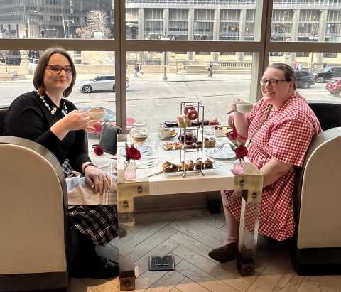 Valentine's Day tea 2026 at London House Chicago, featuring seats that were way too close to the ground