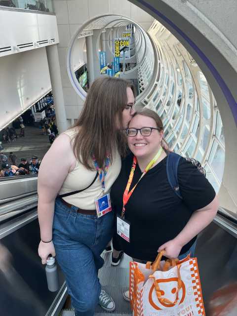 At San Diego Comic-Con 2024, moving down the escalator at the south side of the convention hall